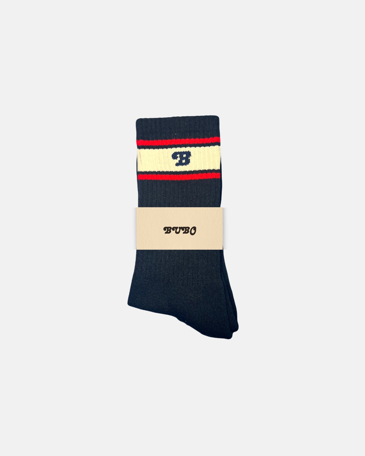 The Bubo Sock: Dark Navy | Off White - Red