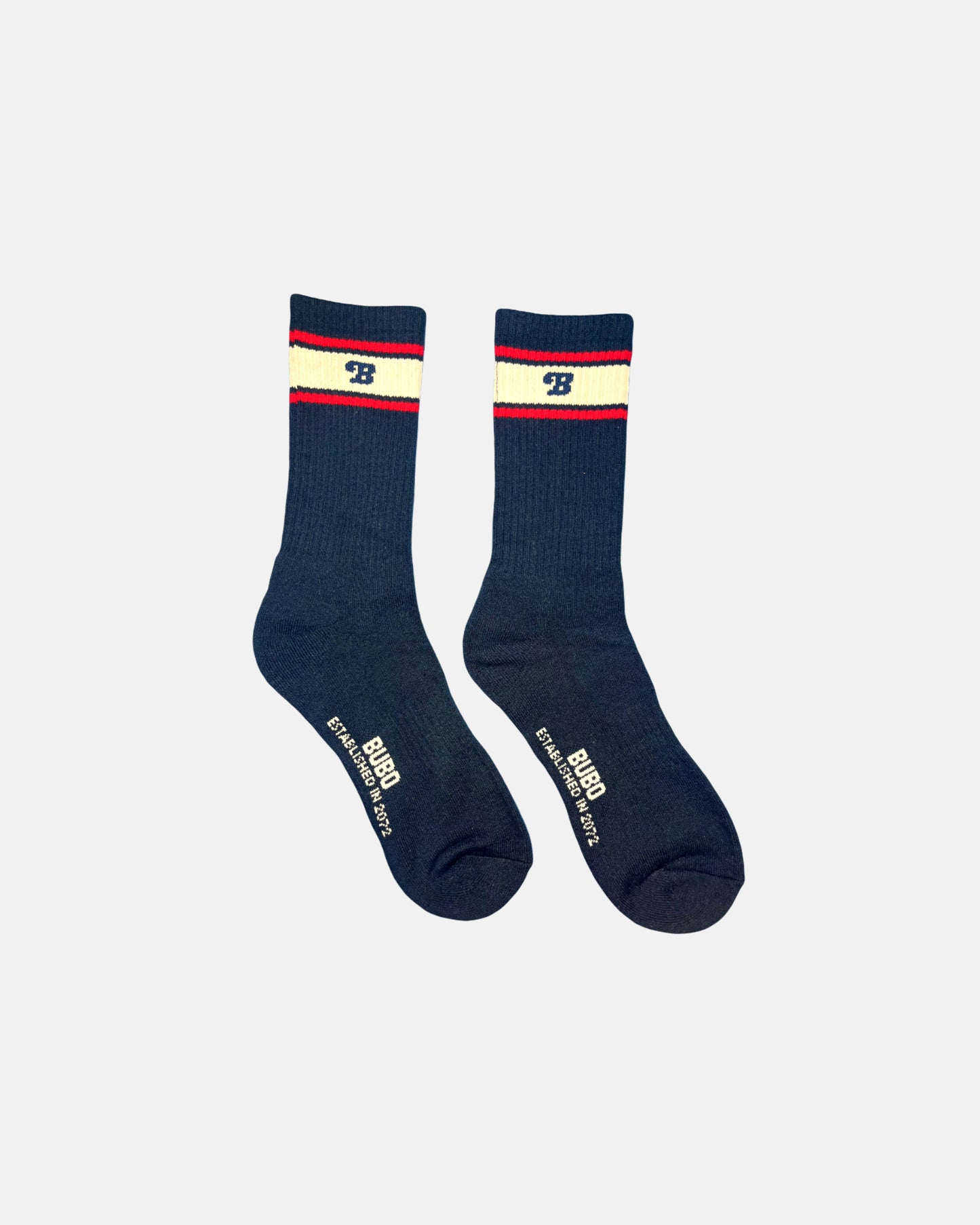 The Bubo Sock: Dark Navy | Off White - Red