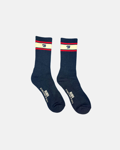 The Bubo Sock: Dark Navy | Off White - Red