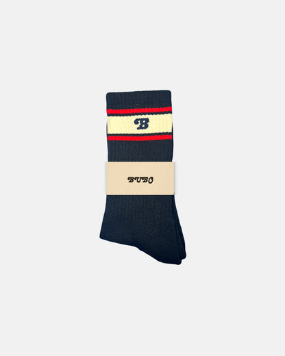 The Bubo Sock: Dark Navy | Off White - Red