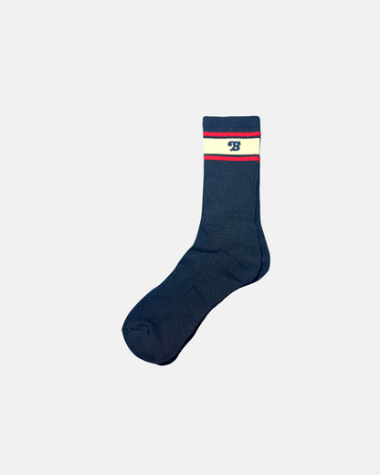 The Bubo Sock: Dark Navy | Off White - Red